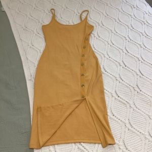 Cute Casual Yellow midi dress